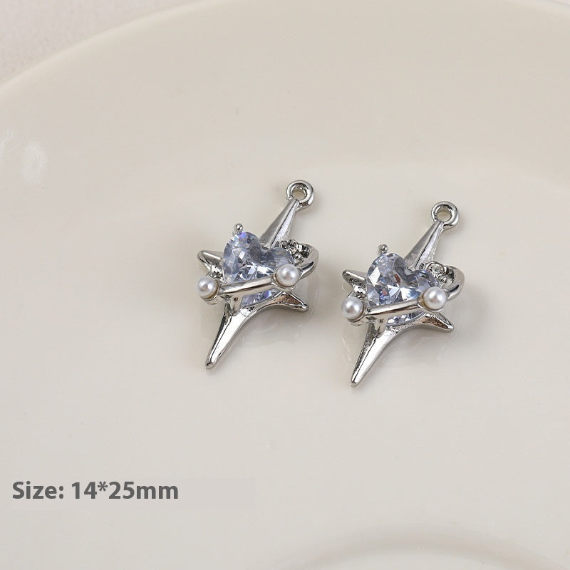 Mädchen Strass eingelegt Zirkon Mond Anhänger DIY handgemachte Perlenmaterial Zubehör