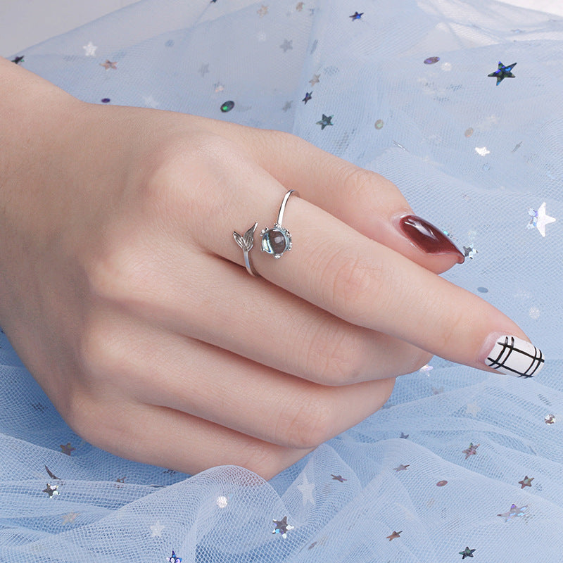 Verstellbarer Ring für Damen, Hochzeit, Verlobung, versilbert, Fingerring, Schmuck, stilvolles Persönlichkeitsdesign, Meerjungfrau
