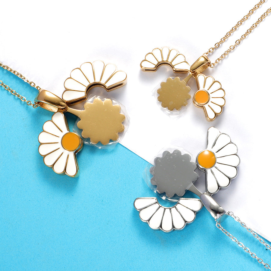 Spiegelglanz-Edelstahl-Sonnenblumen-Schmuckzubehör mit Lasergravur-Anhänger