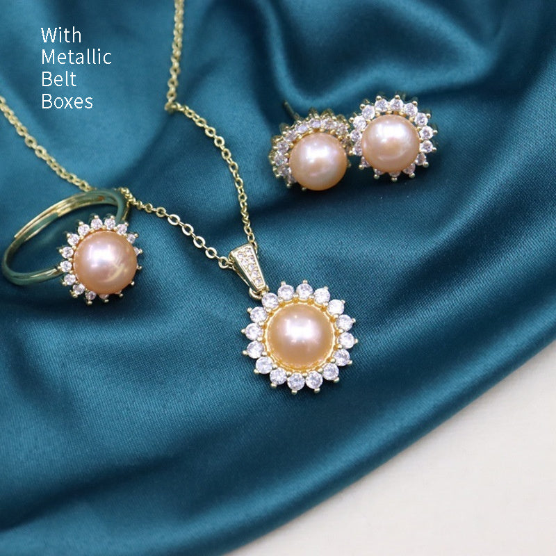 Süßwasserperlen Schlichtheit All-Match-Halsketten-Set