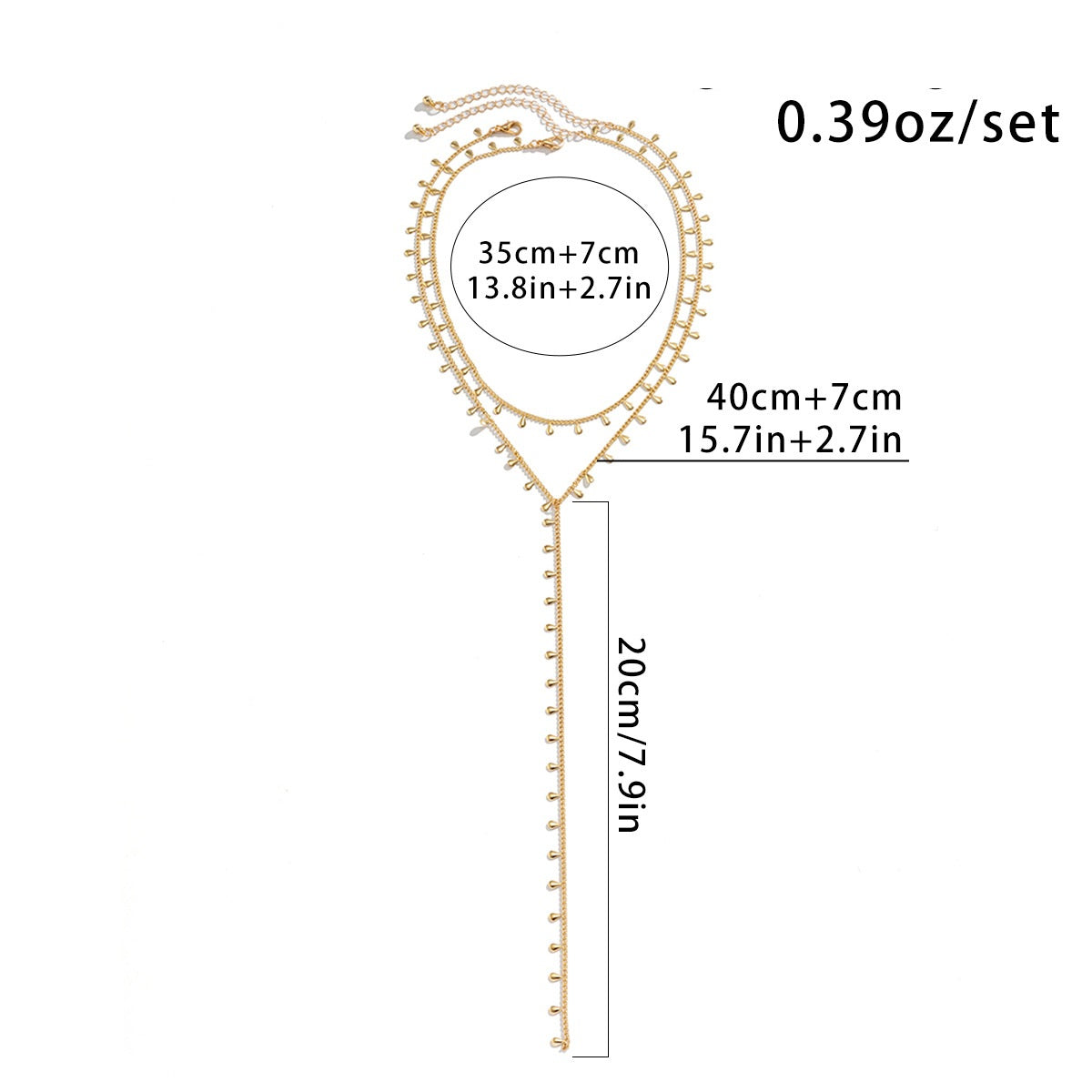 Minimalistic Water Drops Tassel Double-layer Necklace For Women