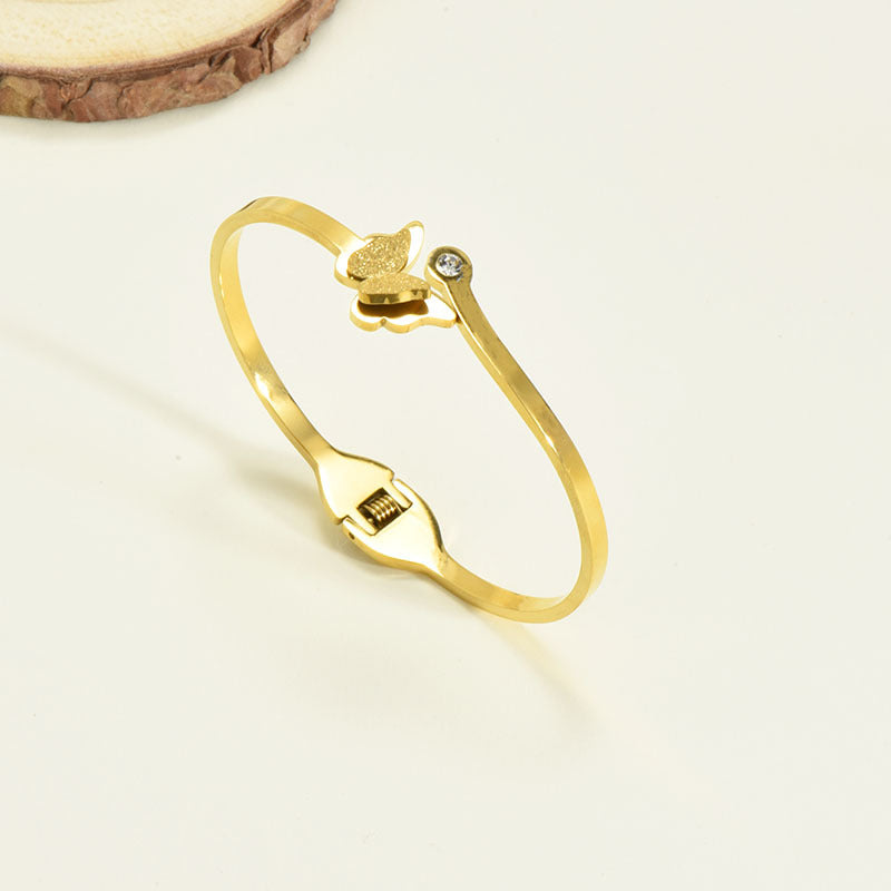 Titanium Steel Bracelet Korean Style Real Gold Plated 18K Gold Diamond Geometric Simple Stainless Steel