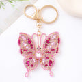 Llavero de mariposa de metal con diamantes de imitación, colgante pequeño