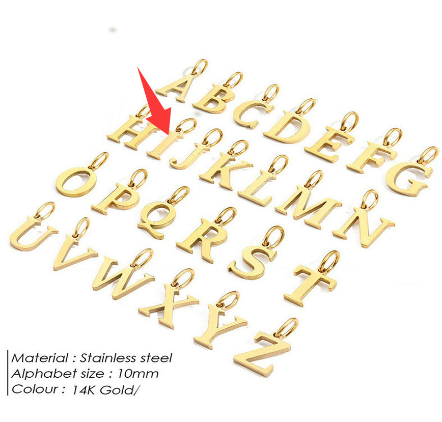 26-letter Hanging Stainless Steel Letter Necklace