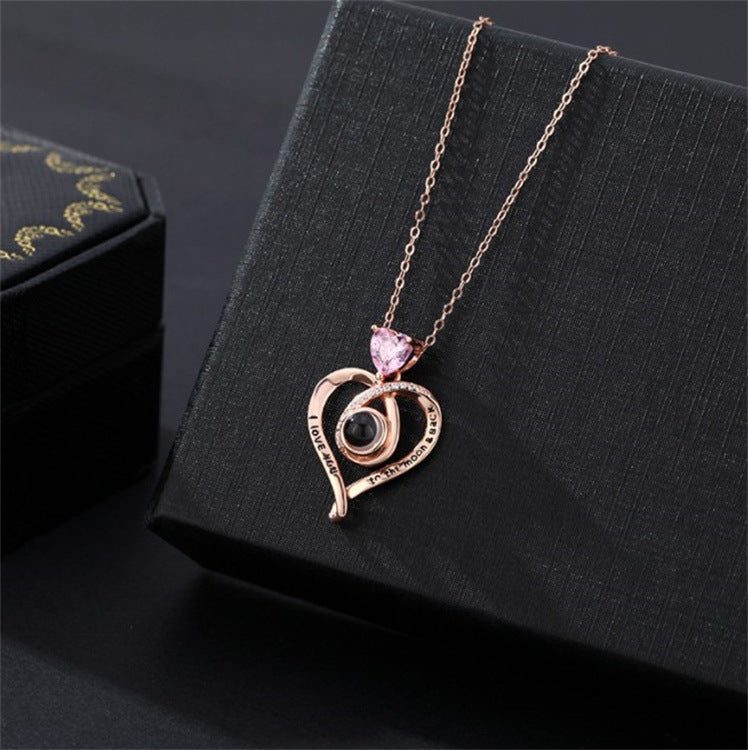 Collar de Plata de Ley 925 con Letra en Forma de Corazón para Mujer