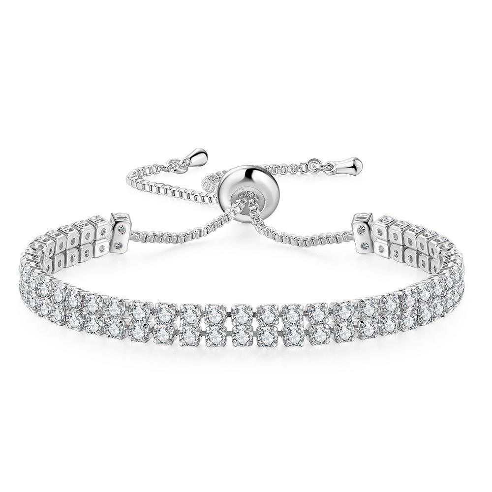 Pulsera de moda de doble fila de circonitas para mujer Pulsera de diamantes de imitación