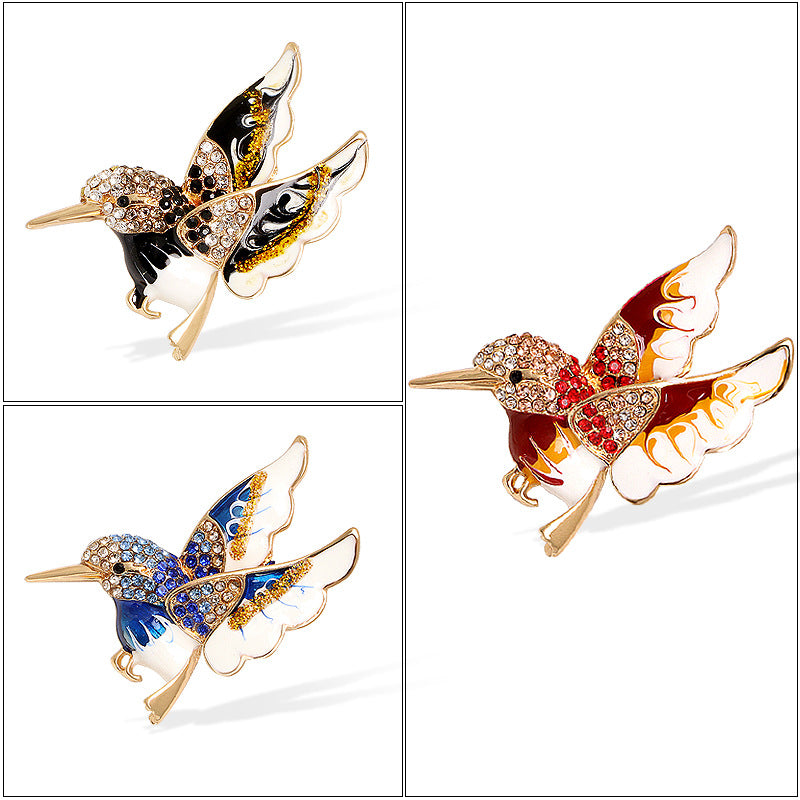 Mode Damen Bunte Kolibri-Emaille-Brosche