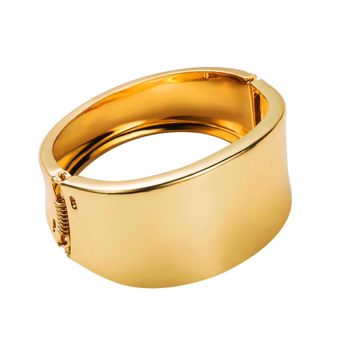 Pulsera ancha brillante con diseño geométrico de primavera