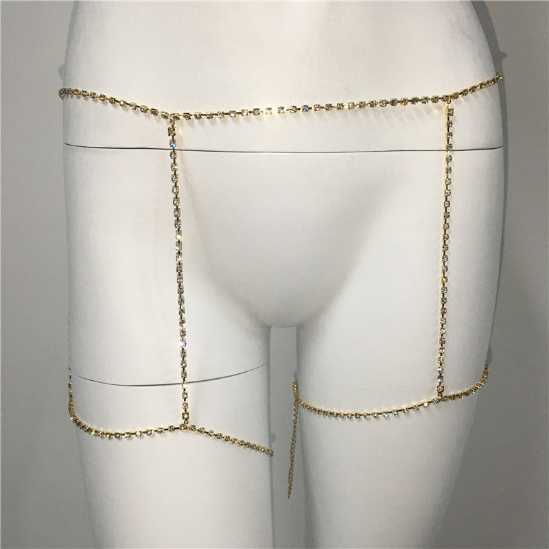 Cadena de diamantes de imitación para cintura y abdomen, cadena para piernas