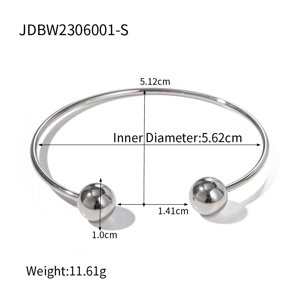 Stainless Steel Irregular Texture Spherical Open-ended Bracelet