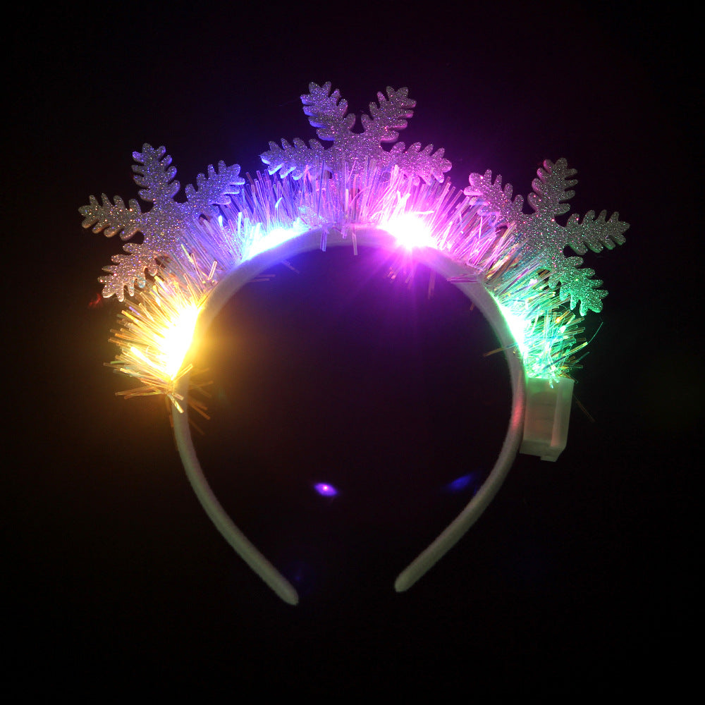 IPC Weihnachtshaarband Leuchtendes Stirnband Weihnachtsbaum Schneeflocke Haarband Hirschhorn Leuchtendes Blinkendes Kopfstück Frohe Weihnachten Geschenk