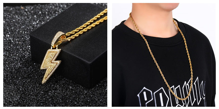 Colgante Hip Hop Rayo Superventas Microincrustaciones Circonita Hip Hop Moda Joyería Hip Hop de Tendencia