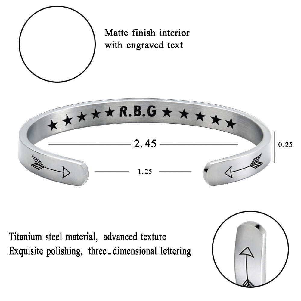 Edelstahl C-förmiges Justiz RBG Ginsburg Armband