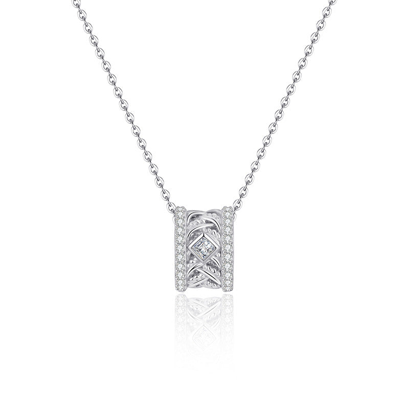 Broschen-Gewebe Filigran-Ohrstecker S925 Sterling Silber Leichter Luxus High-End Diamant-besetzt Sandgold