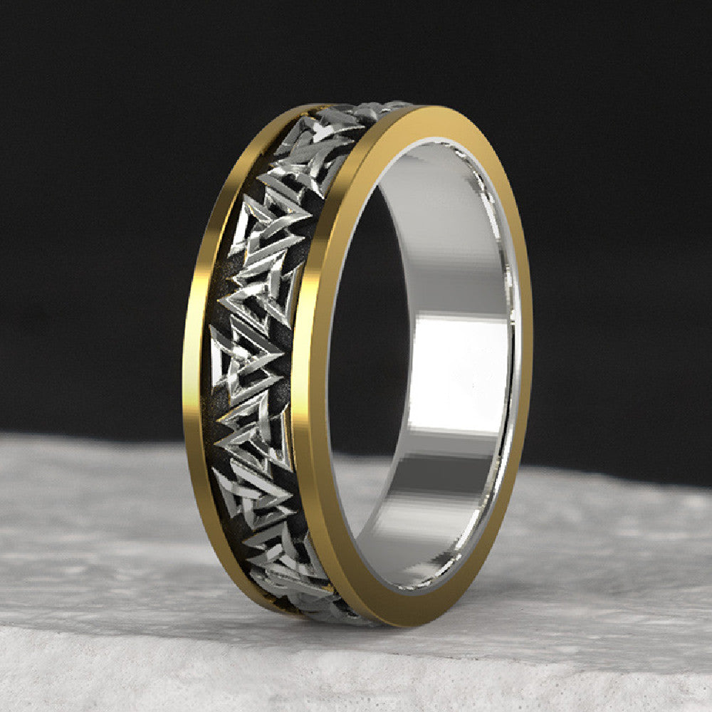 Conjunto Anillo Bronce Vikingo Plata Nudo Hombre