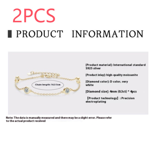 Ins Style All-match Sterling Silver Moissanite Bubble Bracelet