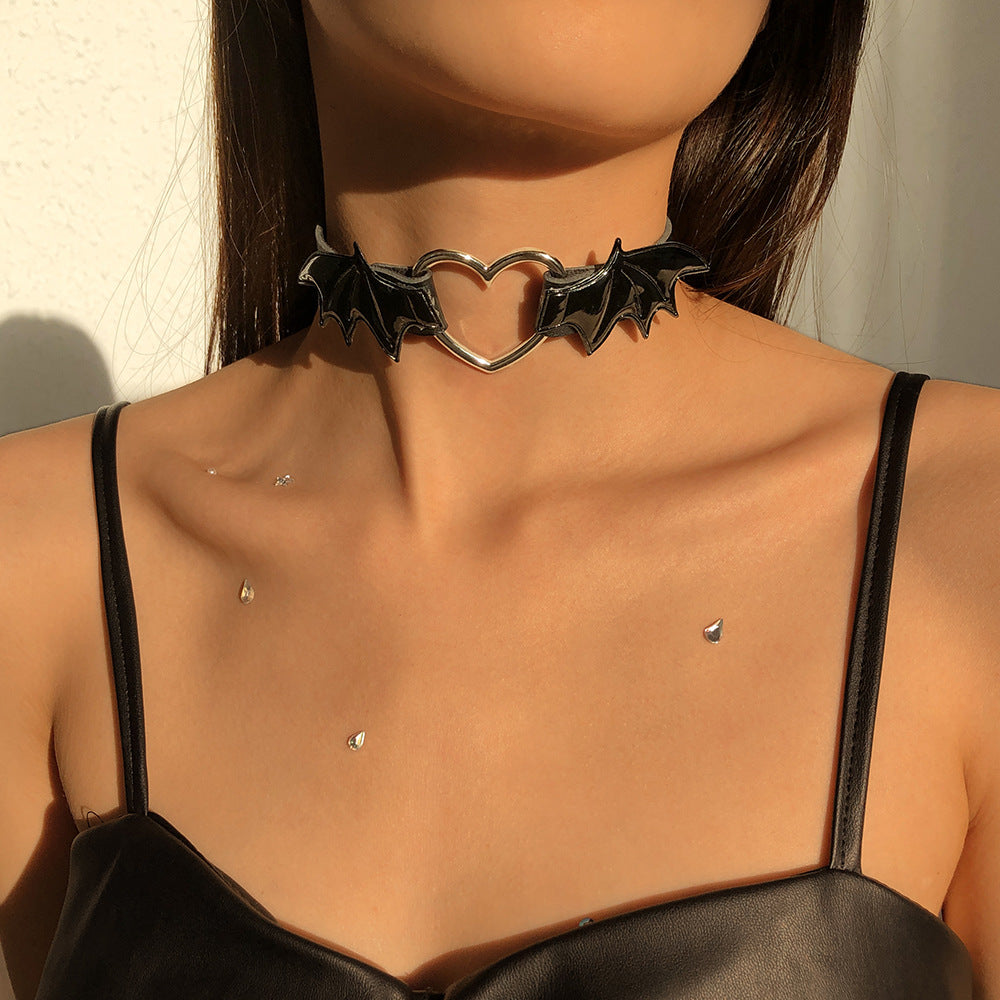 Gothic Punk Vampir Herz Flügel Halskette Choker
