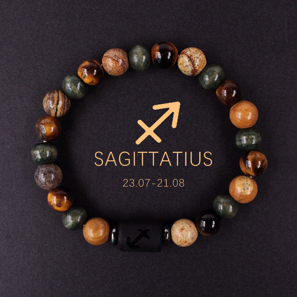 Twelve Constellation Couple Bracelet Tigereye Handmade Bracelet Shooter