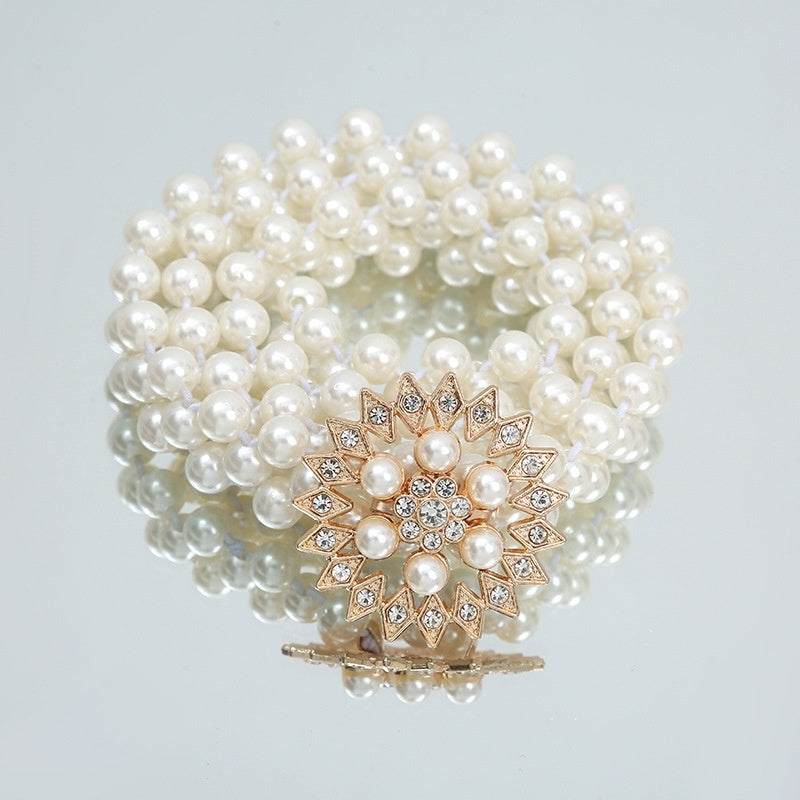 Joyería de moda para mujer, cadena de cintura con perlas blancas