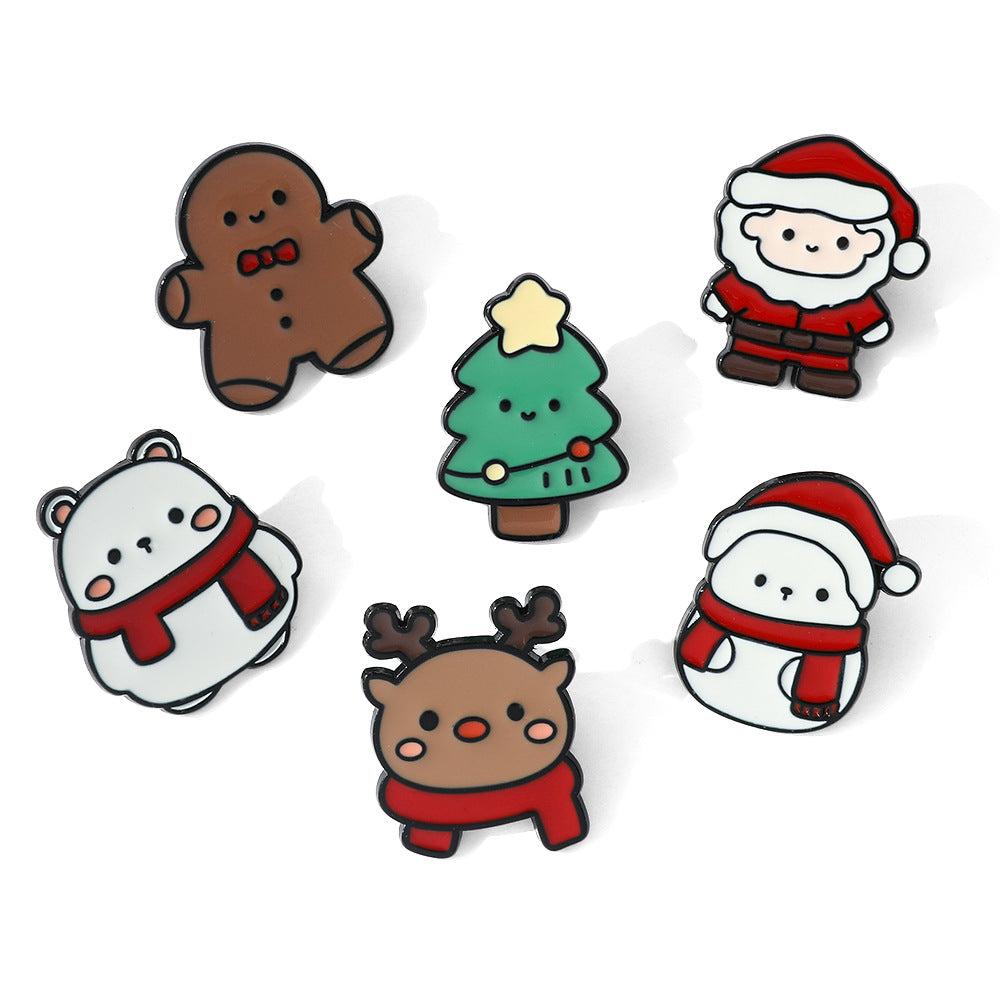 Bonito broche de aleación con diseño navideño de dibujos animados
