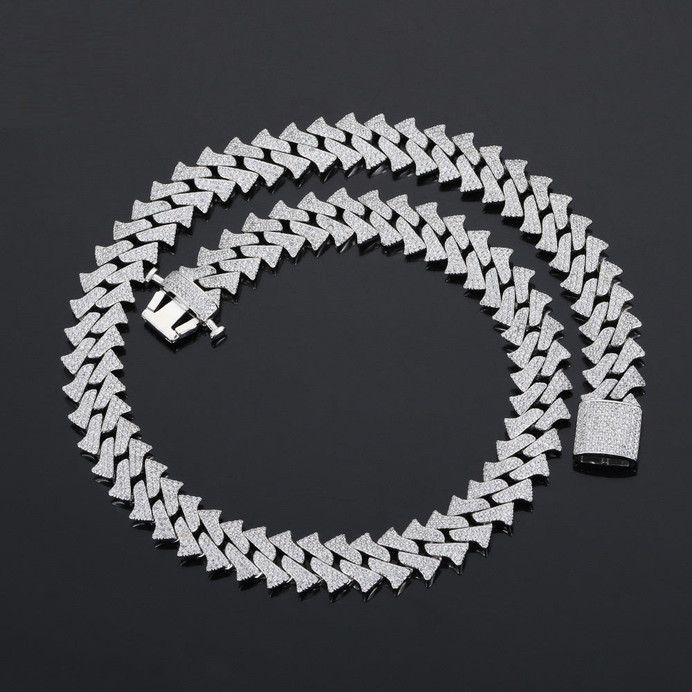 14mm Men's Hip Hop Zircon Thorns Cuban Link Chain