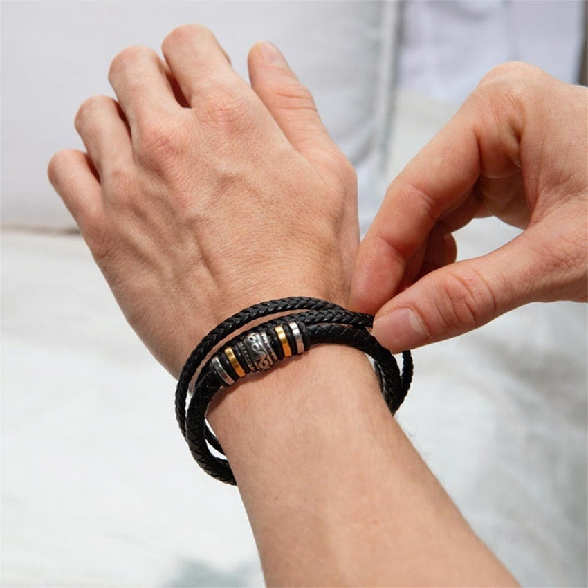 Armband für Herren mit Lederband im Ethno-Stil
