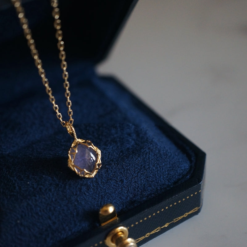 Natural Amethyst Pull Feldspar Inlaid With 925 Silver Gold Plated Chain