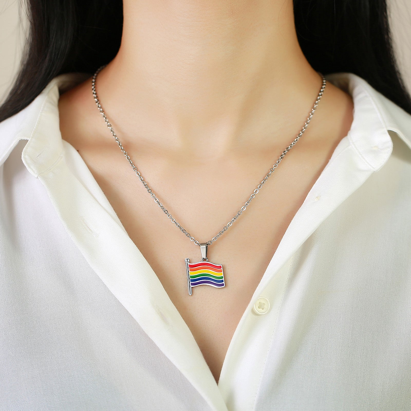 Regenbogenflagge LGBTQ Paar Halskette Unisex Accessoires