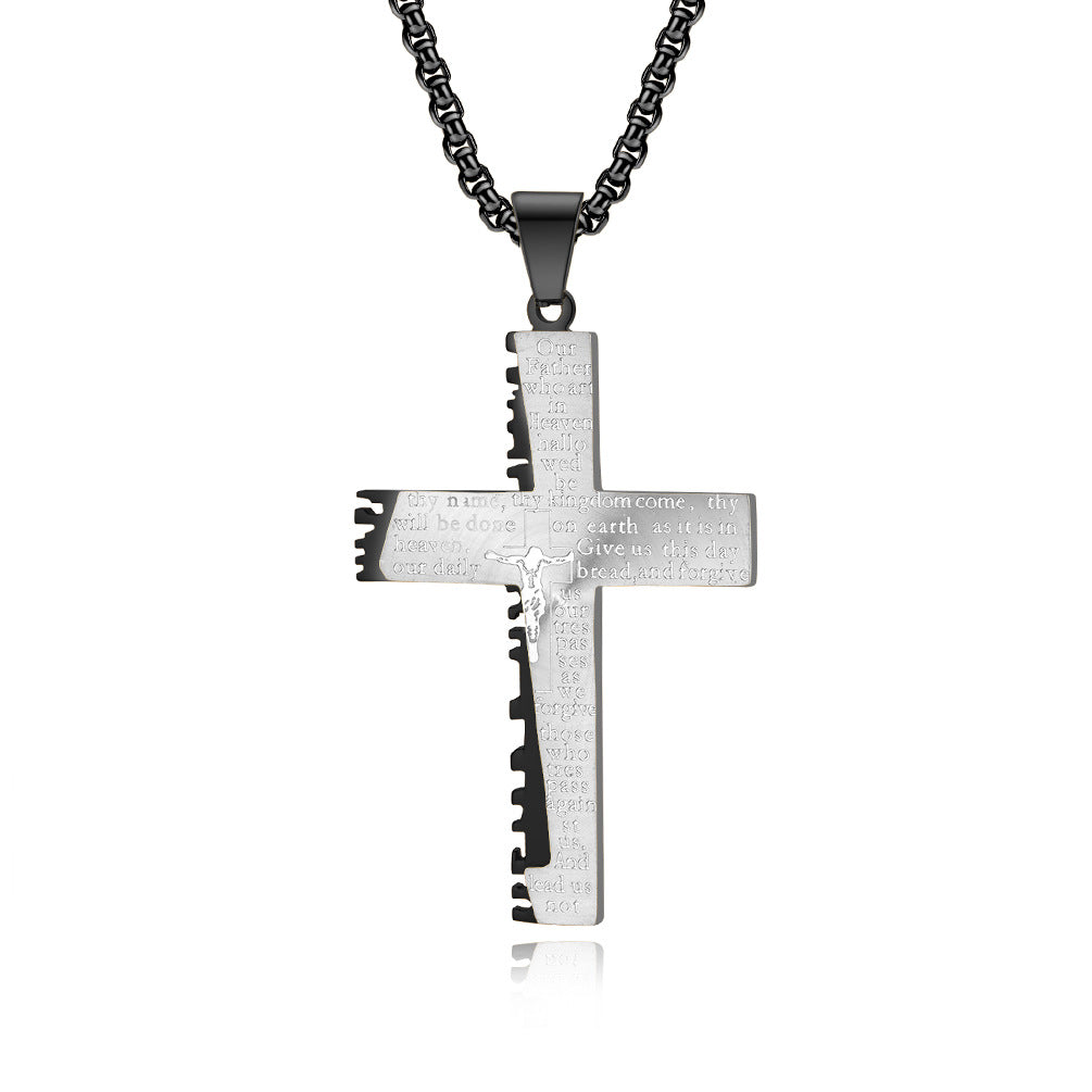 Christliche Jesus-Kreuz-Halskette, doppelt, für Herren