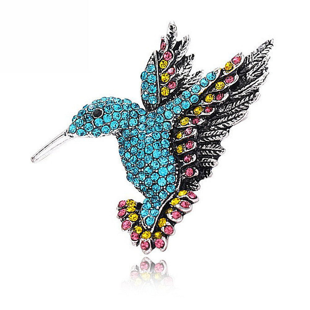 Brosche im neuen Retro-Stil aus Legierung mit Kolibri-Motiv