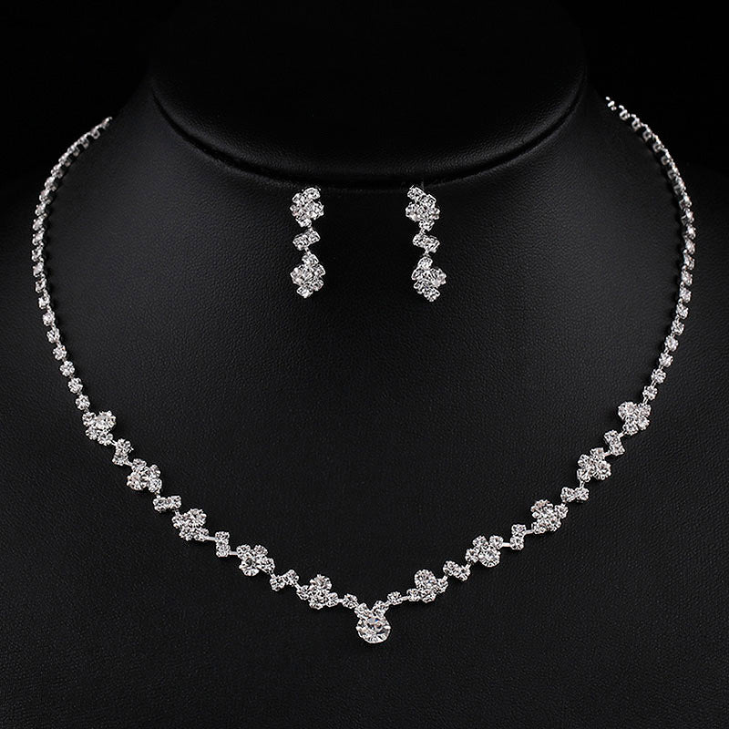 Fashion Bright Full Rhinestone Zircon Water Drop Necklace