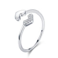 Vielseitiger Pfirsich Herz Liebe Reiner Silberring, Verstellbarer Damenschmuck Ring