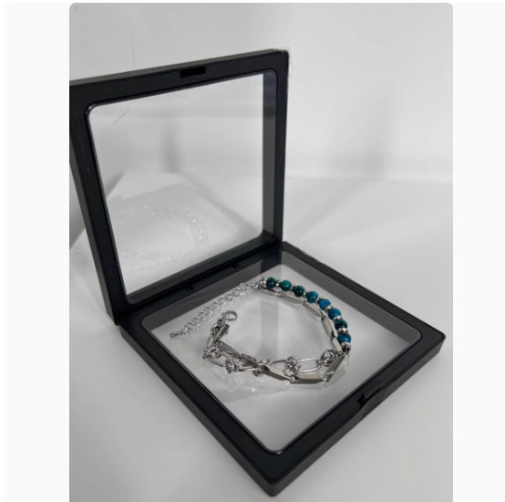 Double Blue Tigereye Titanium Steel Bracelet
