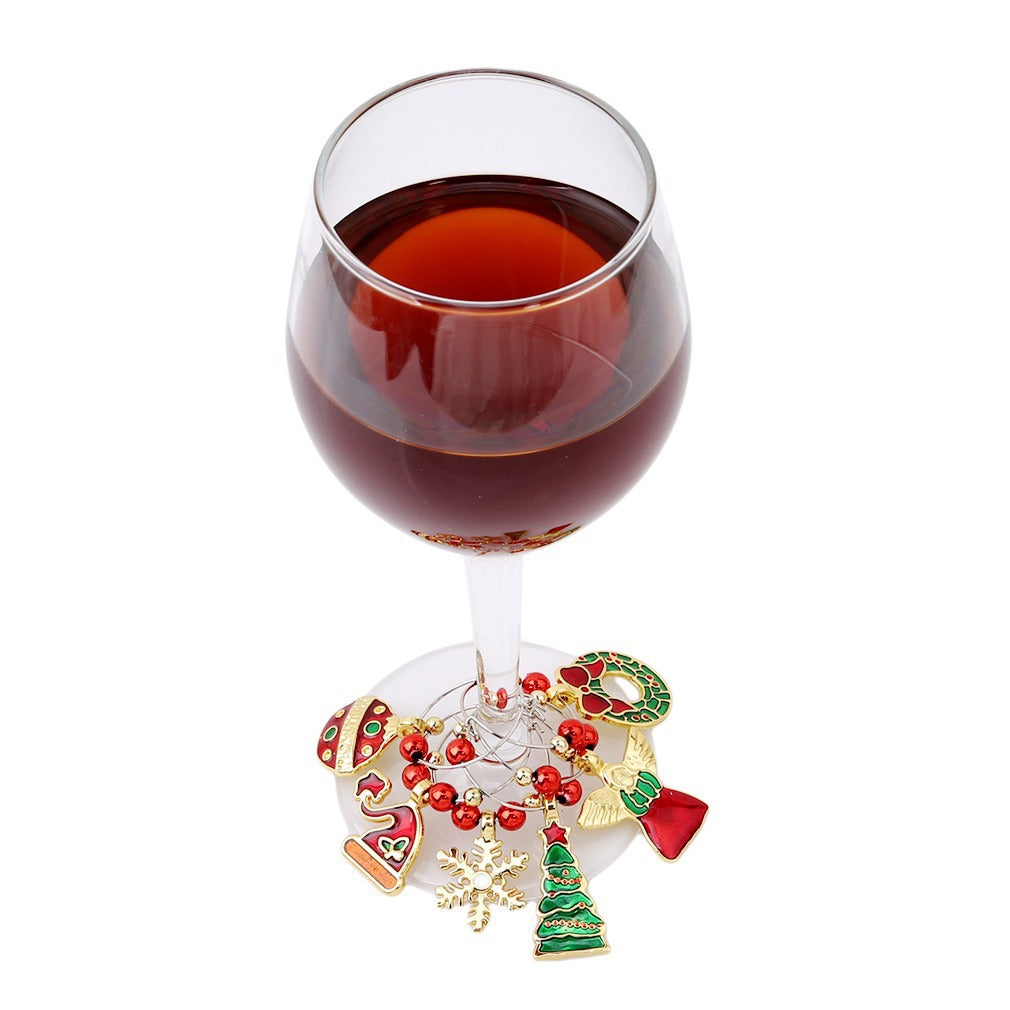 Weihnachts-Weinglas-Anhänger-Dekorations-Charme Tisch