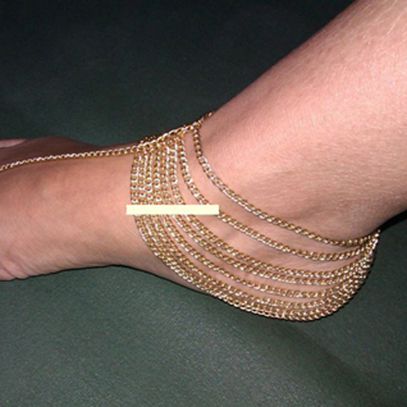 Adornos para Pies Verano Versátiles Moda Caliente Cadenas de Múltiples Capas para Street Style