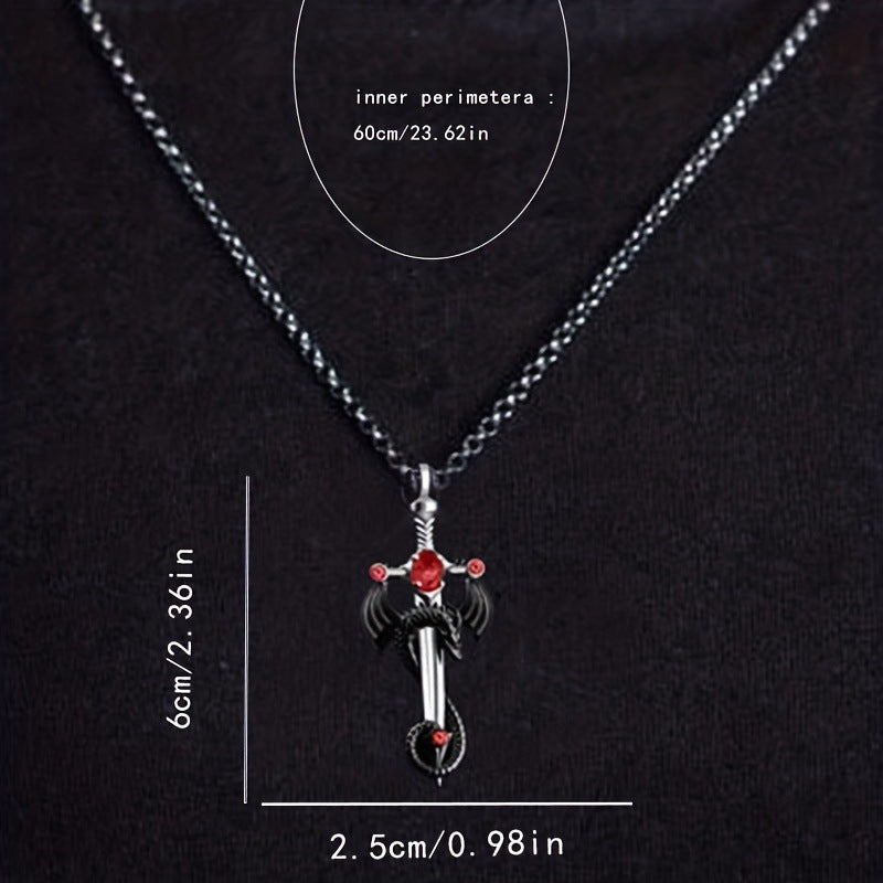 Modeschmuck Retro Edelstein Drachenschwert Edelstahlkette Halskette
