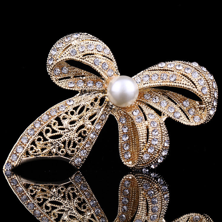 Broche de Lazo con Incrustaciones de Diamantes Broche de Ropa de Alta Gama