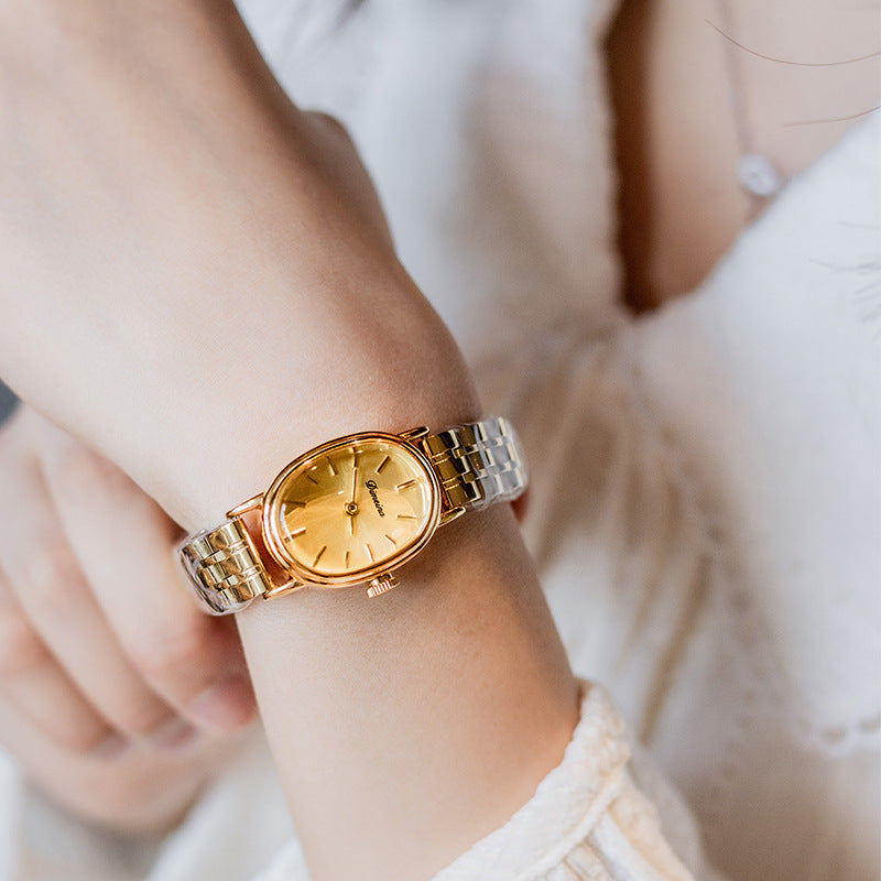 Reloj Ovalado de Acero Antiguo para Mujer