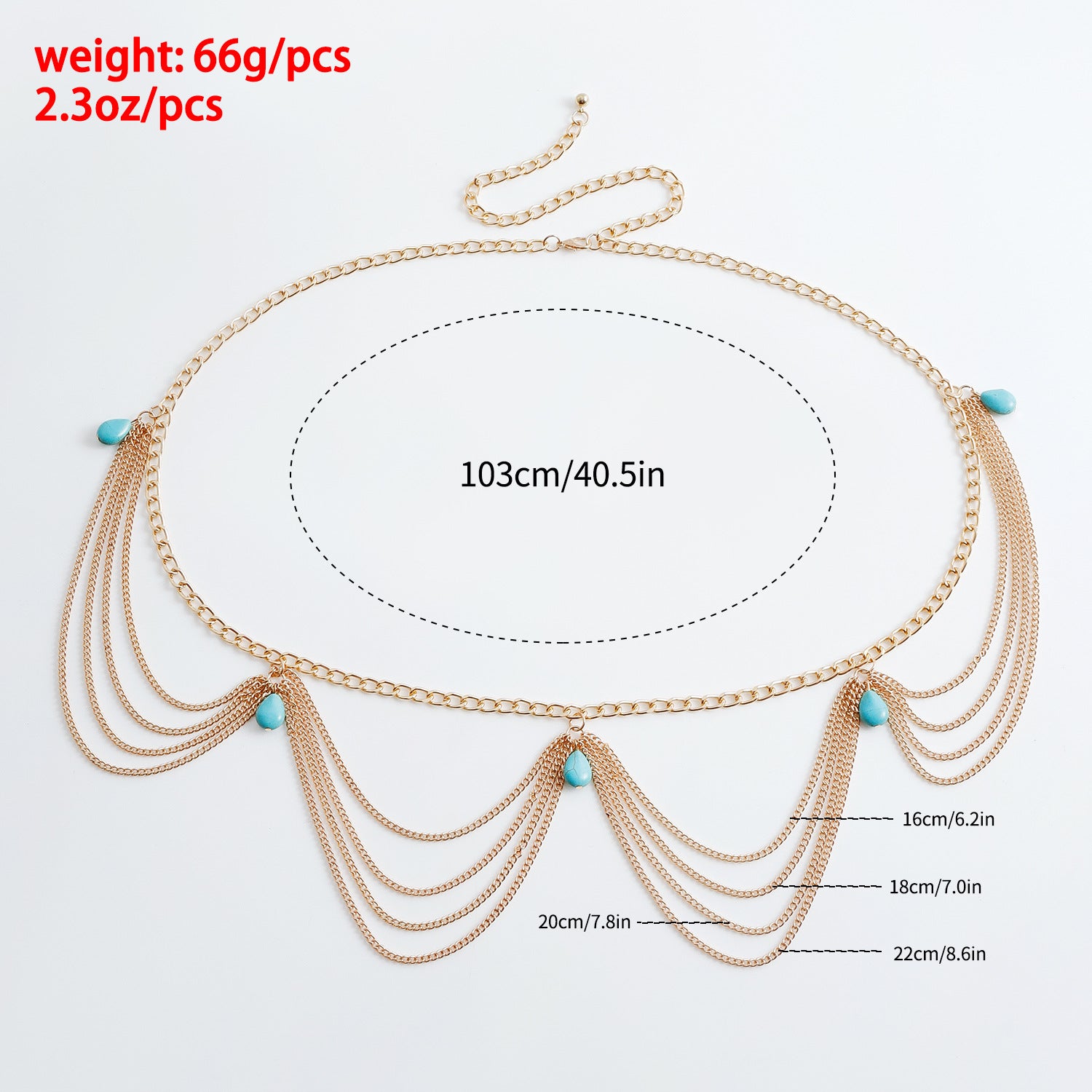 Clásica cadena de cintura y vientre retro turquesa para mujer, playa de verano, sexy, sencilla, accesorios de joyería, regalo