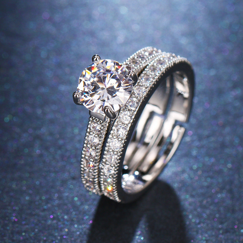 Anillo de plata con zirconias combinables para parejas