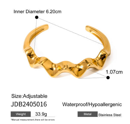 18K Gold Stainless Steel Wide Surface Bracelet High Sense