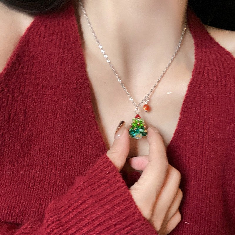 Collar colgante de árbol de Navidad para mujer