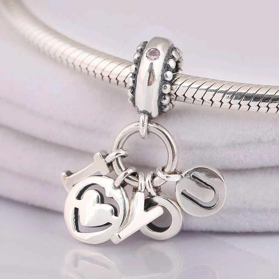 S925 Silberarmband Ich liebe dich Englischer Anhänger