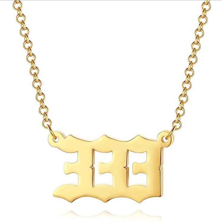 Collar corto para mujer con colgante de número angelical 0-9