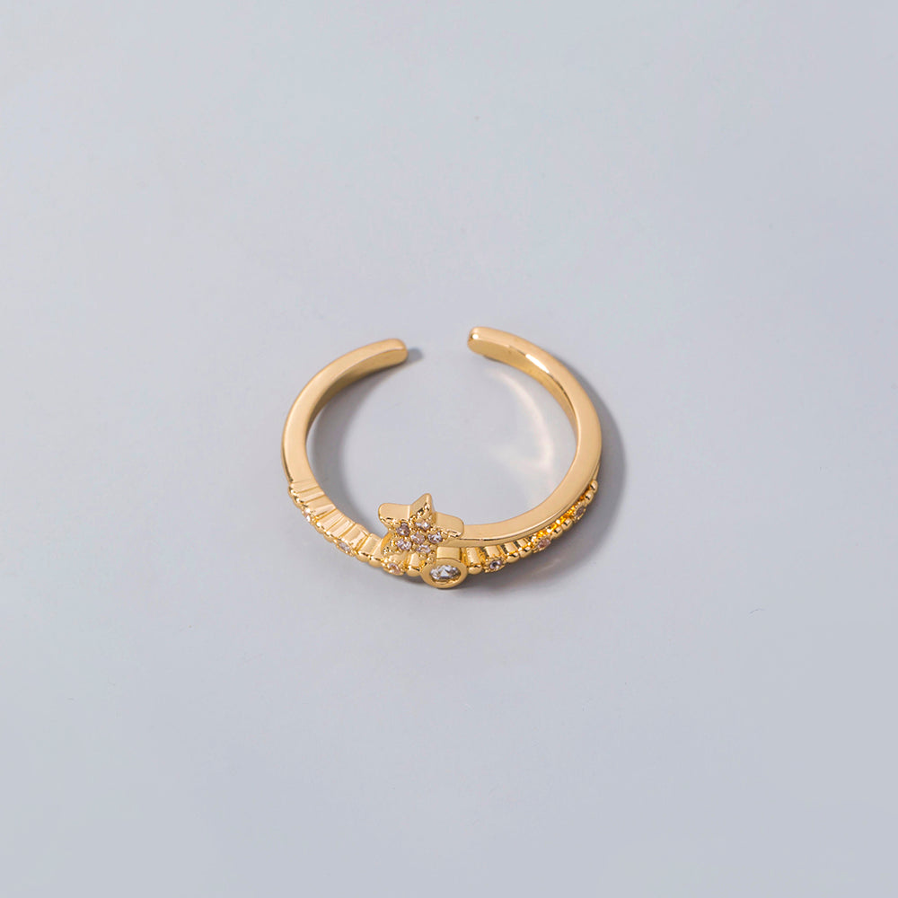 Vergoldeter Ring mit Mikro-Intarsien-Pentagramm für Damen