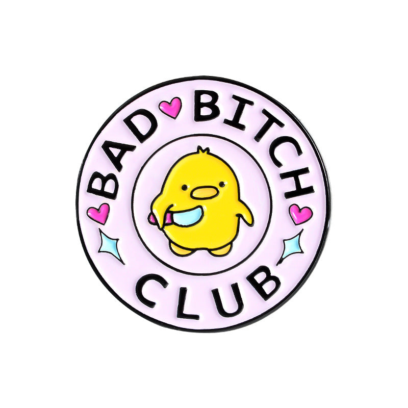 Bonito broche de patito amarillo de esmalte de dibujos animados