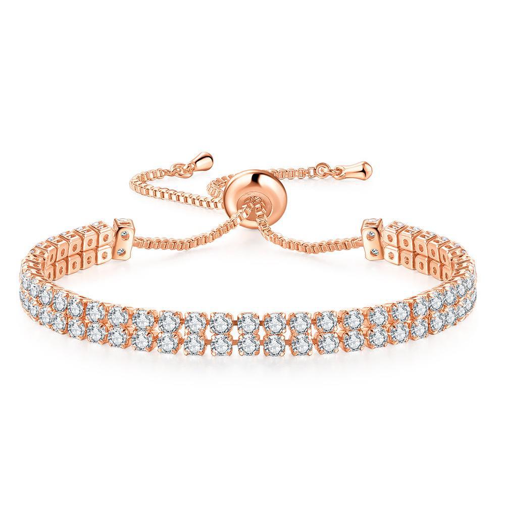 Pulsera de moda de doble fila de circonitas para mujer Pulsera de diamantes de imitación