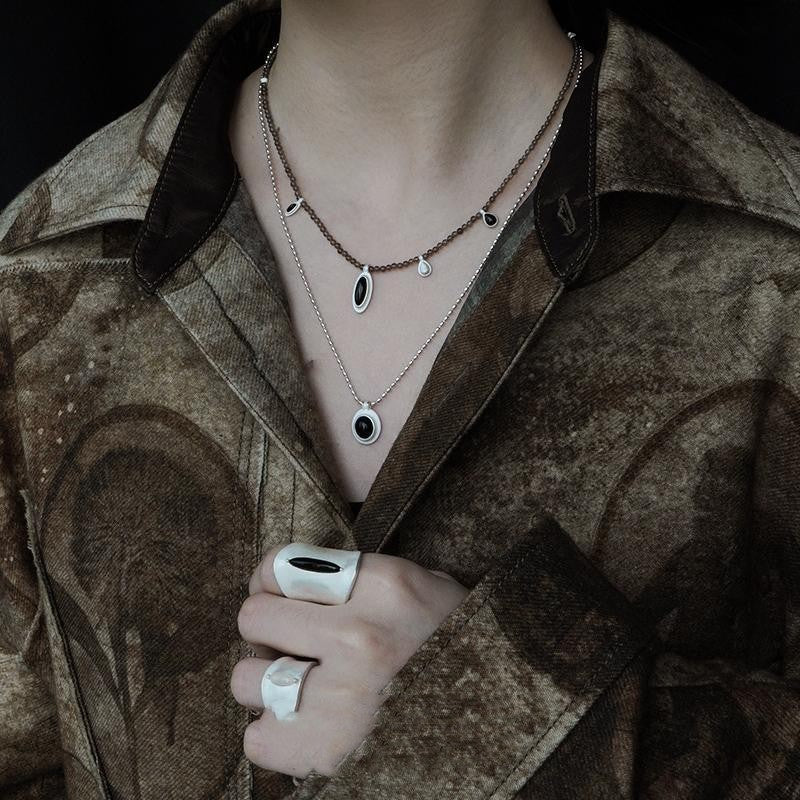 Halskette mit Anhänger aus 925er Sterlingsilber mit Citrin und weißen Türkisen, Originaldesign, Schlüsselbeinkette