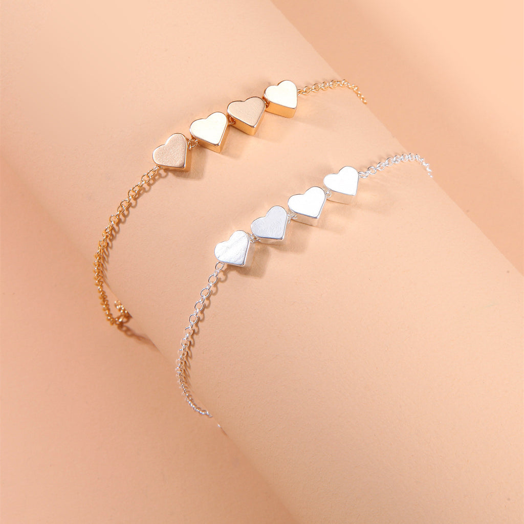 Modeschmuck Exquisiter Neuer Koreanischer Modetemperament Einfaches Dünnes Ketten-Herzarmband für Frauen Mädchen Geburtstagsparty Schmuckgeschenk
