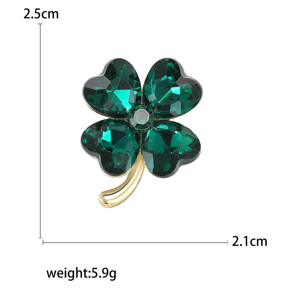 Broche de trébol de cuatro hojas con diamantes de imitación en forma de corazón, sencillo y compacto, a la moda